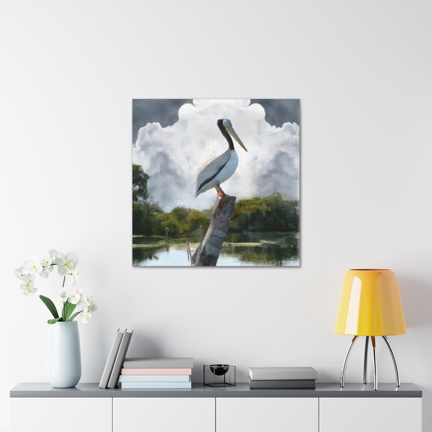 Marshy Pelican Sky. - Canvas