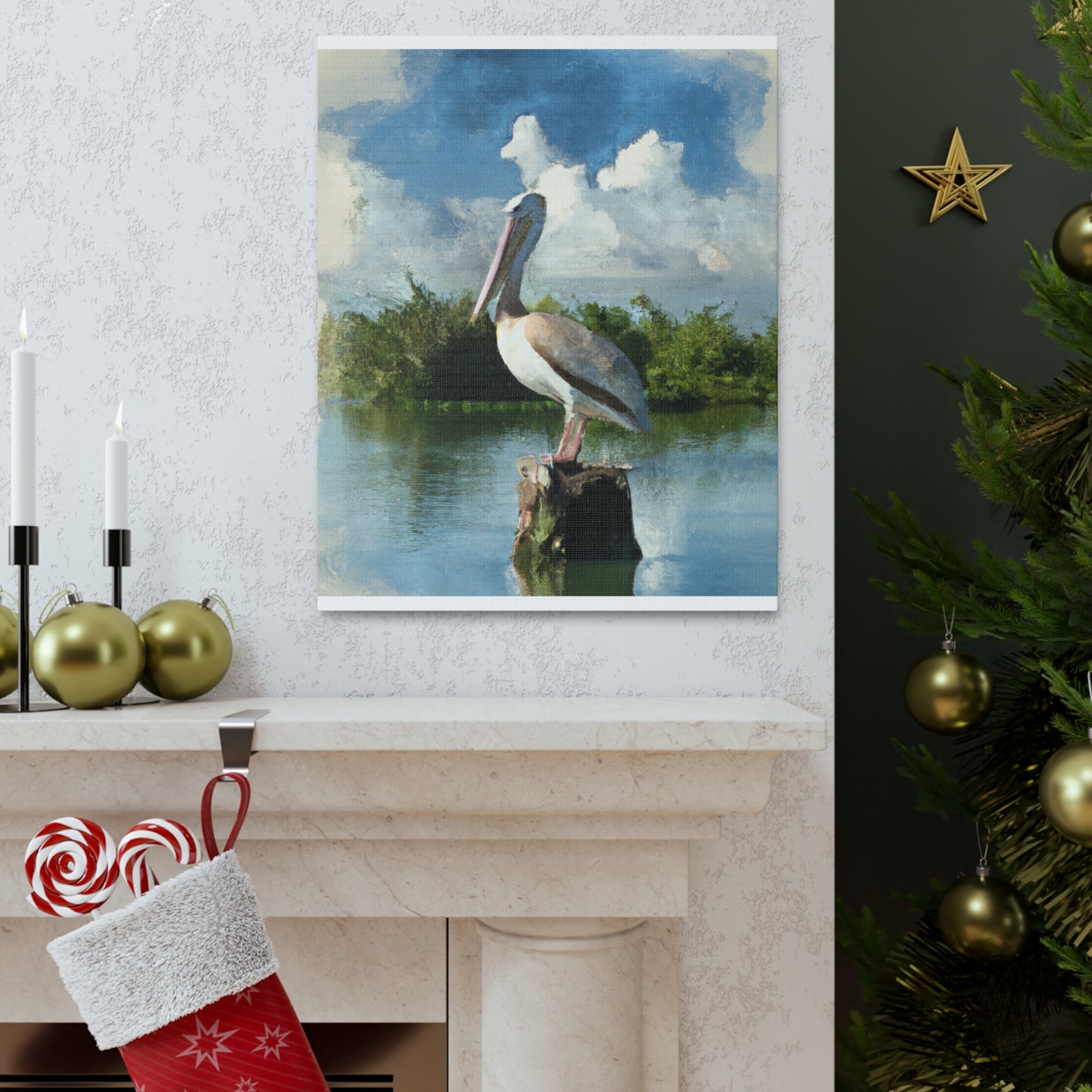 Wetland Pelican Dream. - Canvas