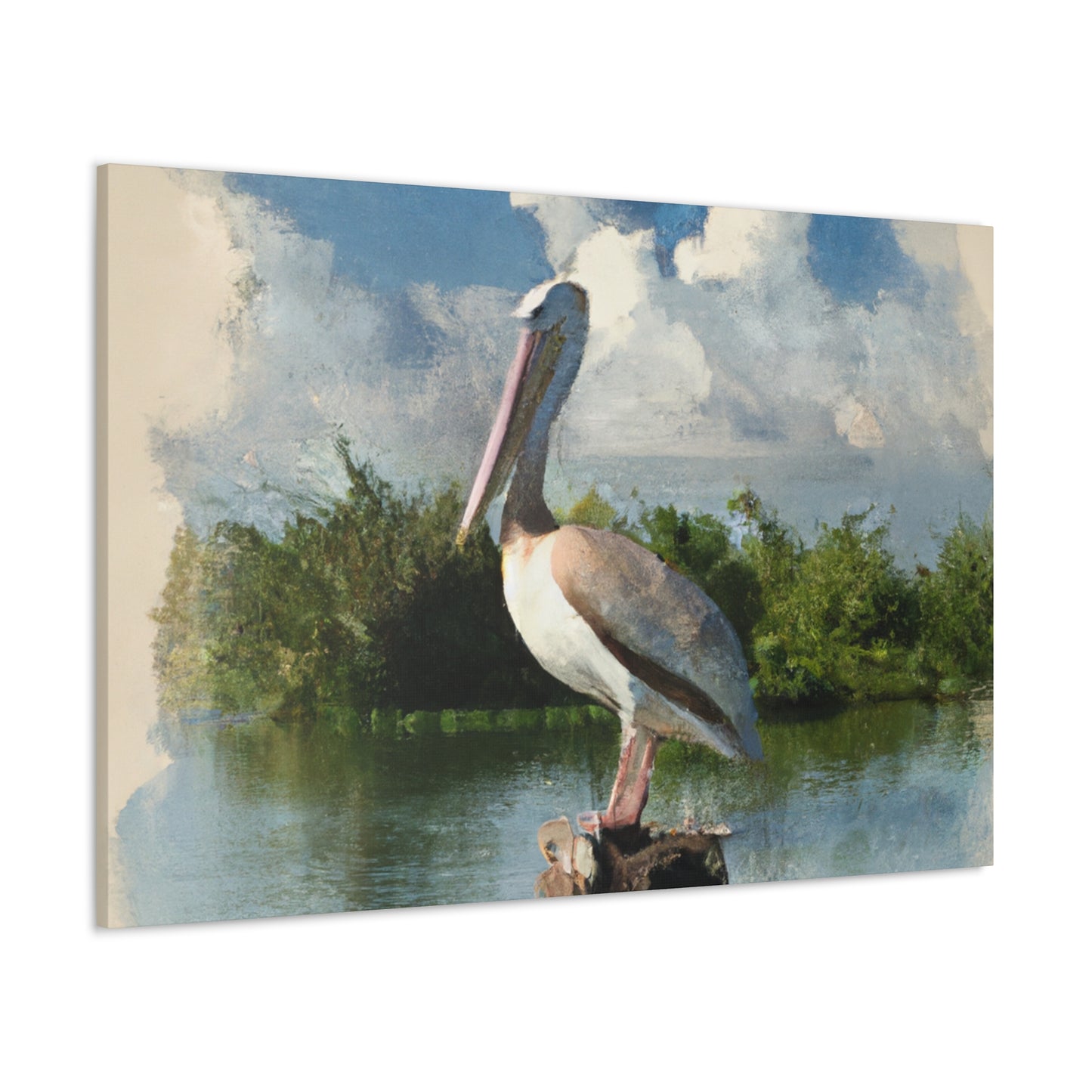 Wetland Pelican Dream. - Canvas