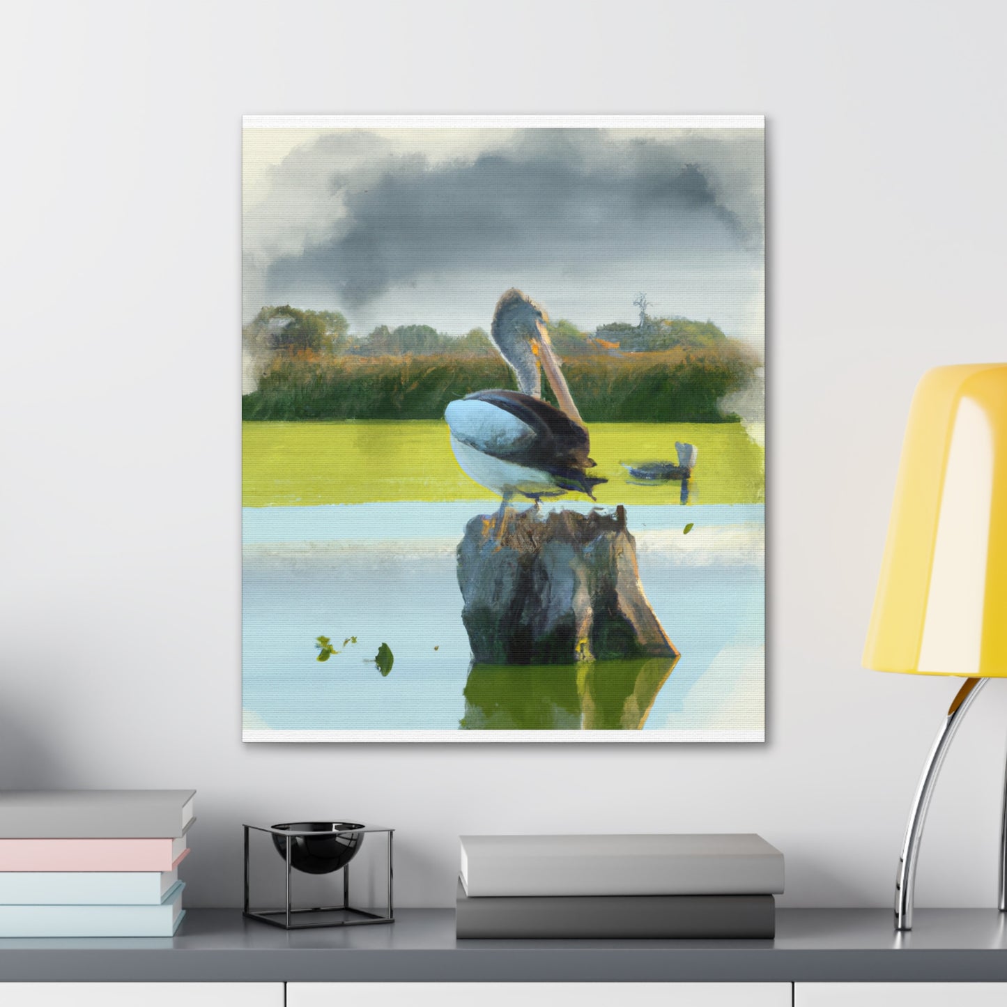 Aquatic Pelican Dream. - Canvas