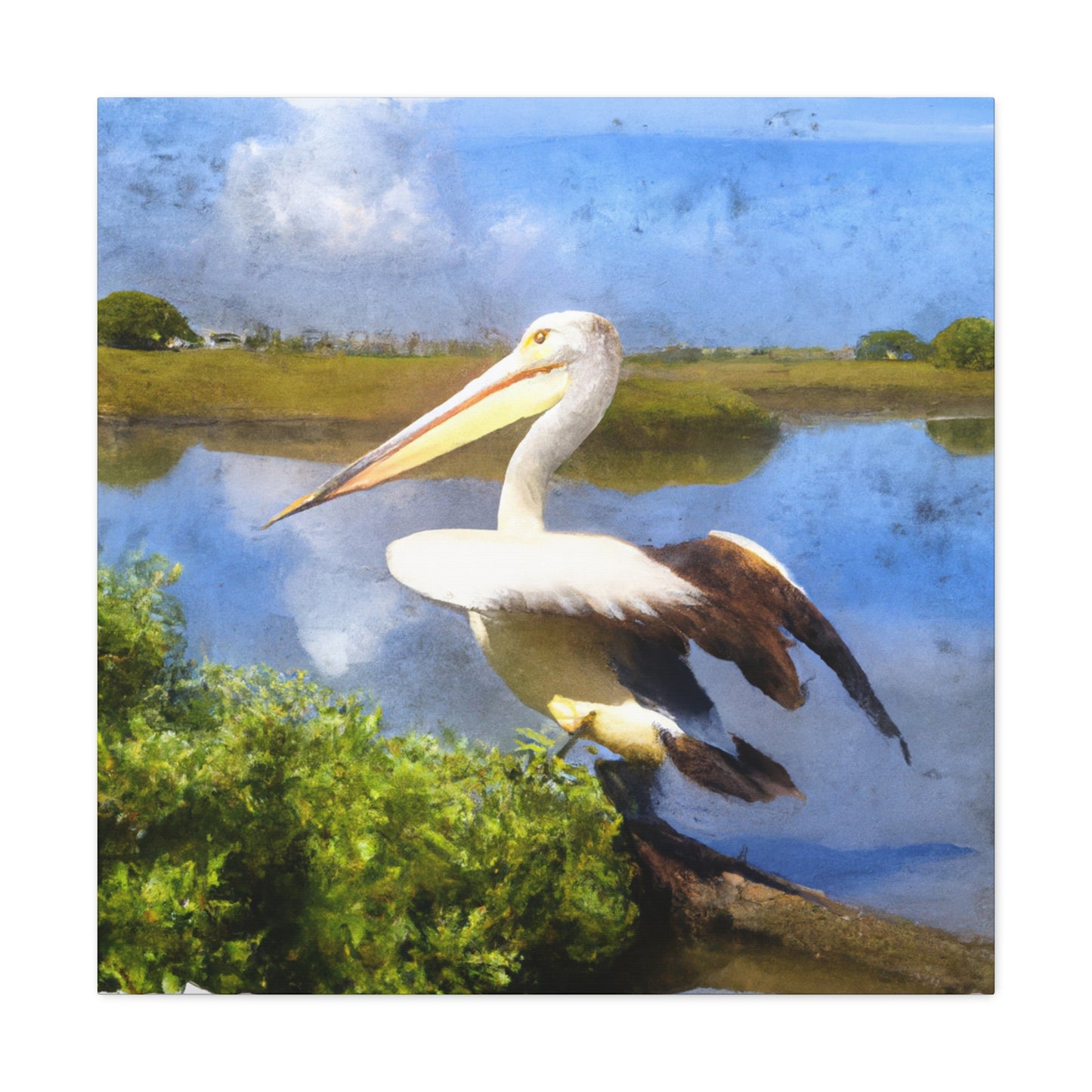 Mystic Marsh Pelican - Canvas