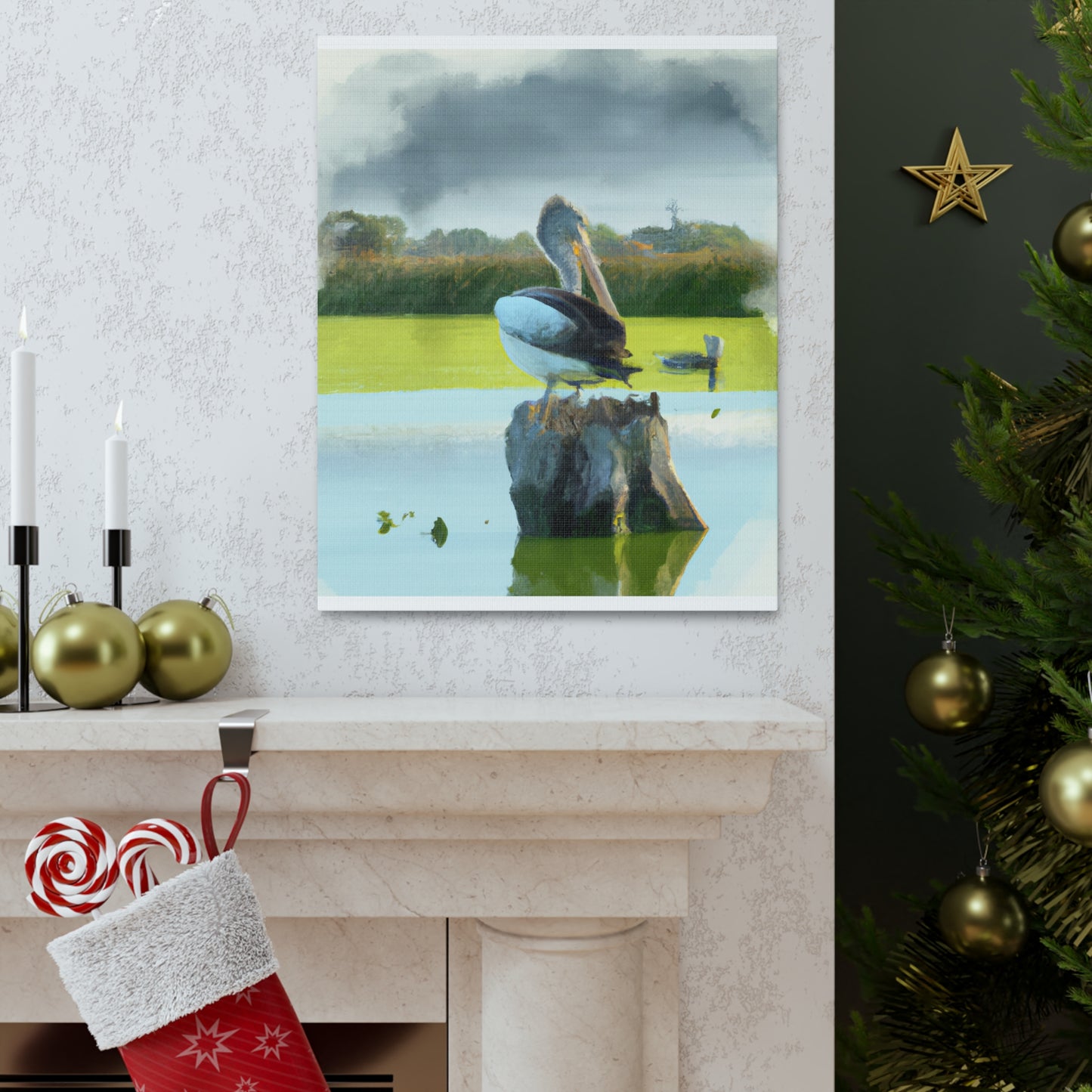 Aquatic Pelican Dream. - Canvas