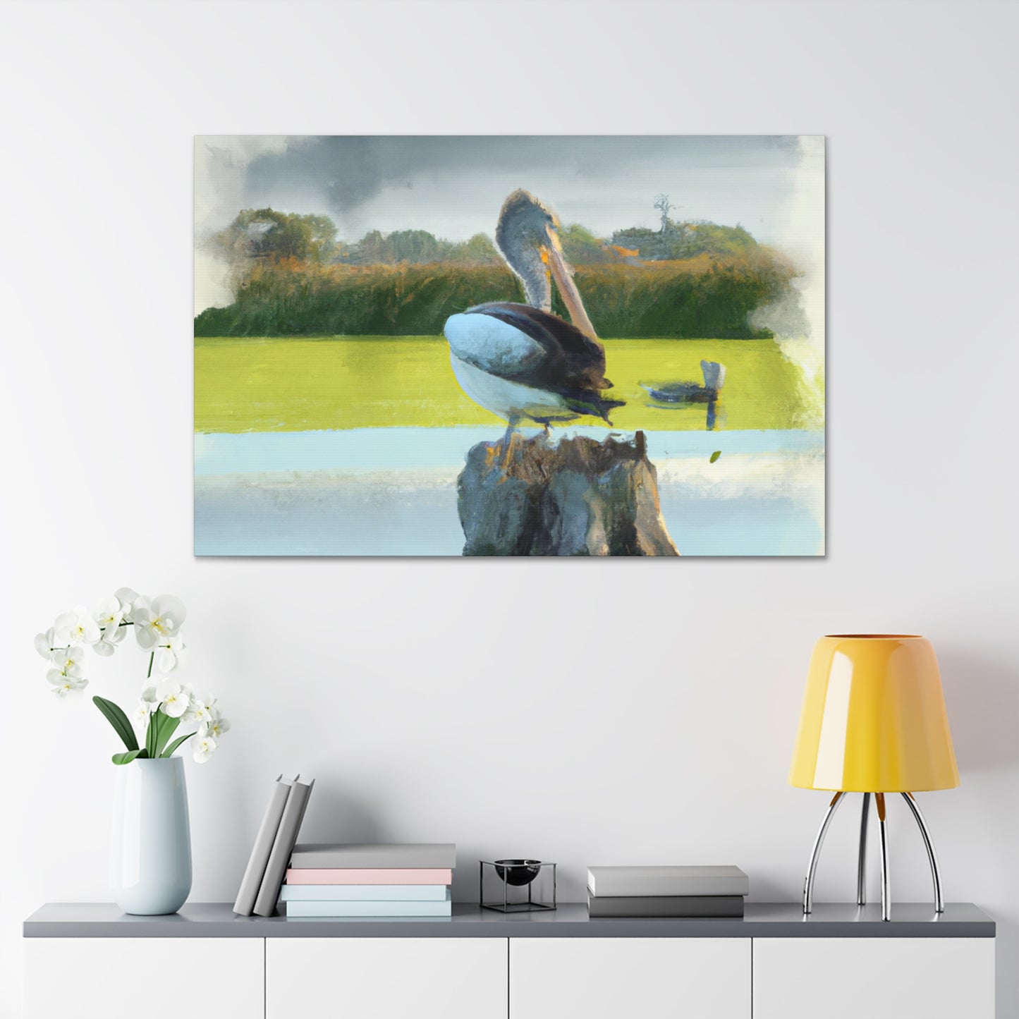 Aquatic Pelican Dream. - Canvas