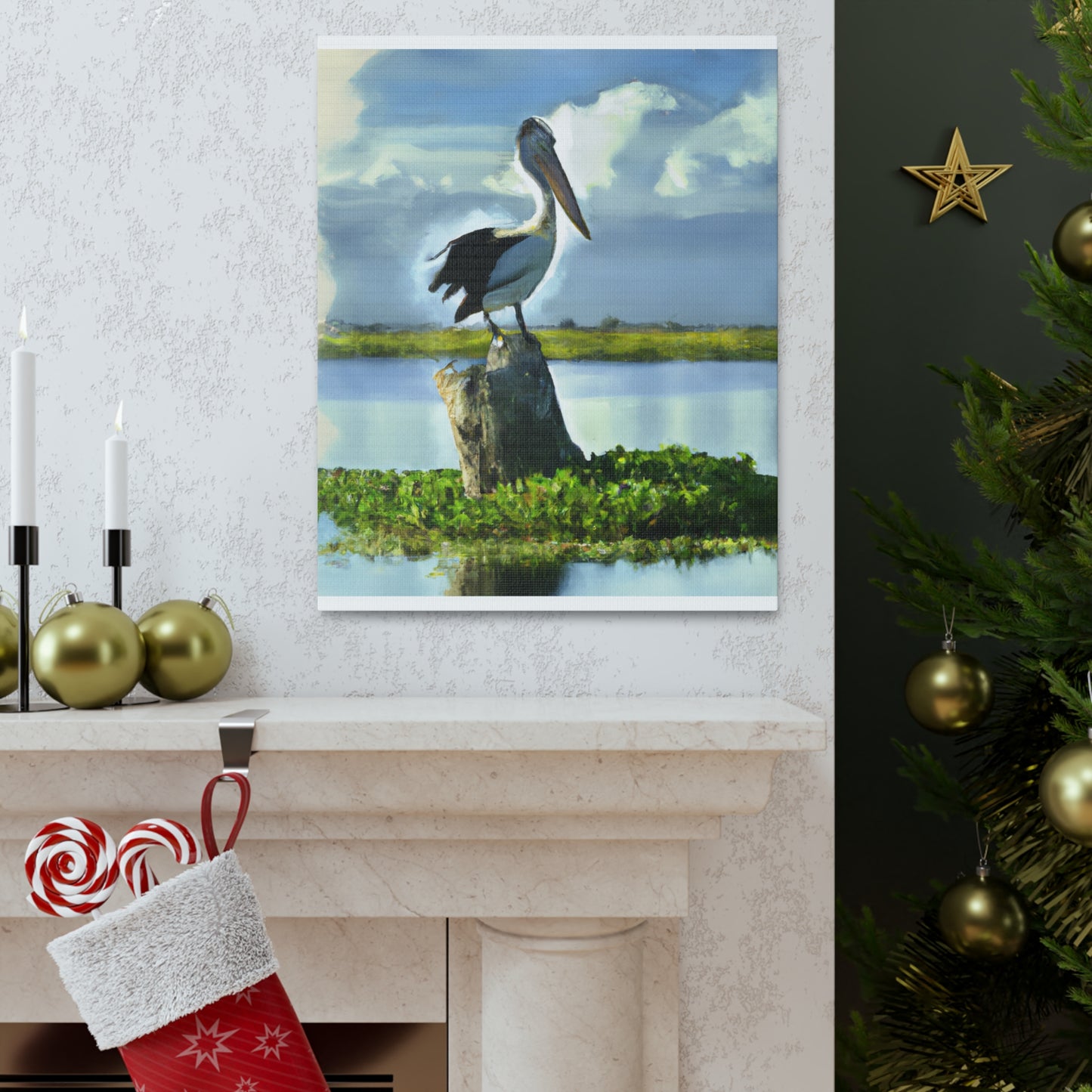 "Aqua Pelican Epic." - Canvas