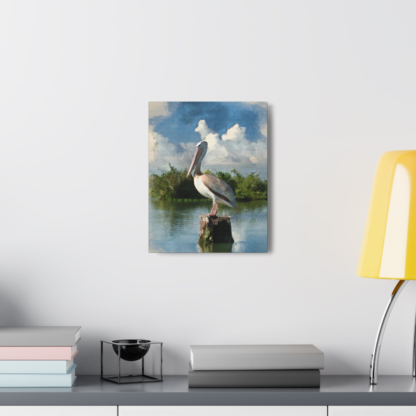Wetland Pelican Dream. - Canvas