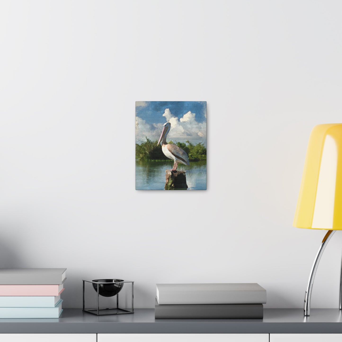 Wetland Pelican Dream. - Canvas
