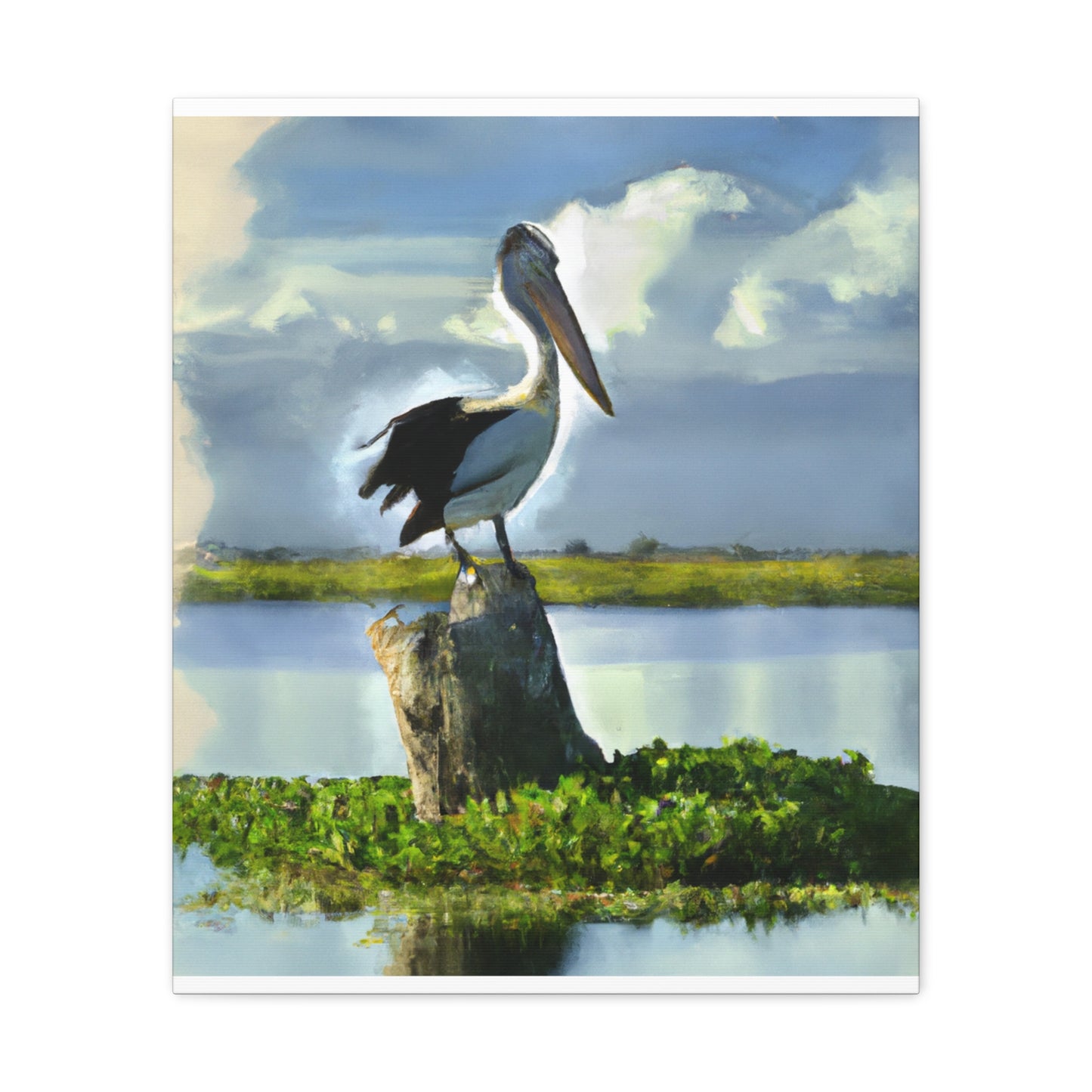 "Aqua Pelican Epic." - Canvas