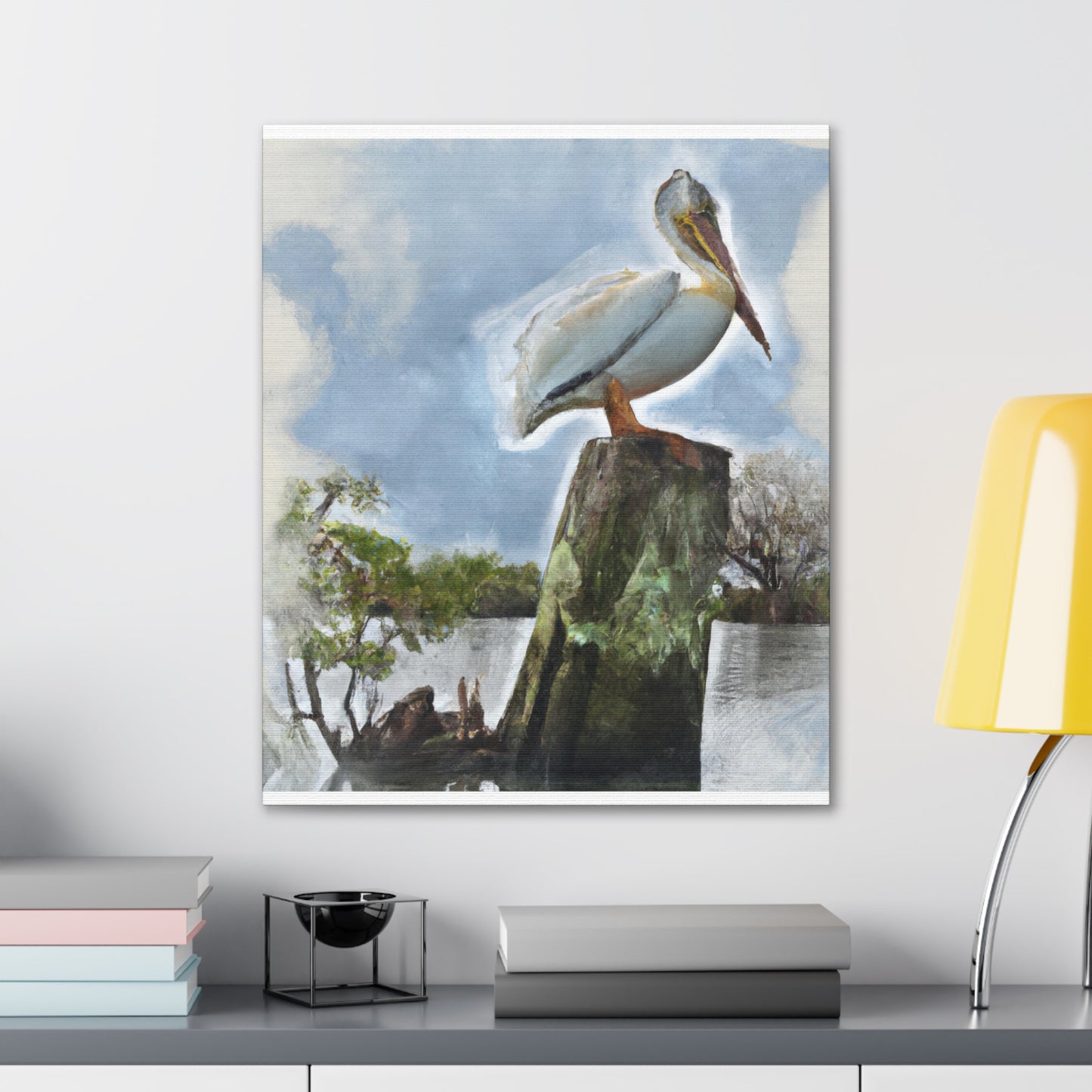 Aquatic Pelican Sunset - Canvas