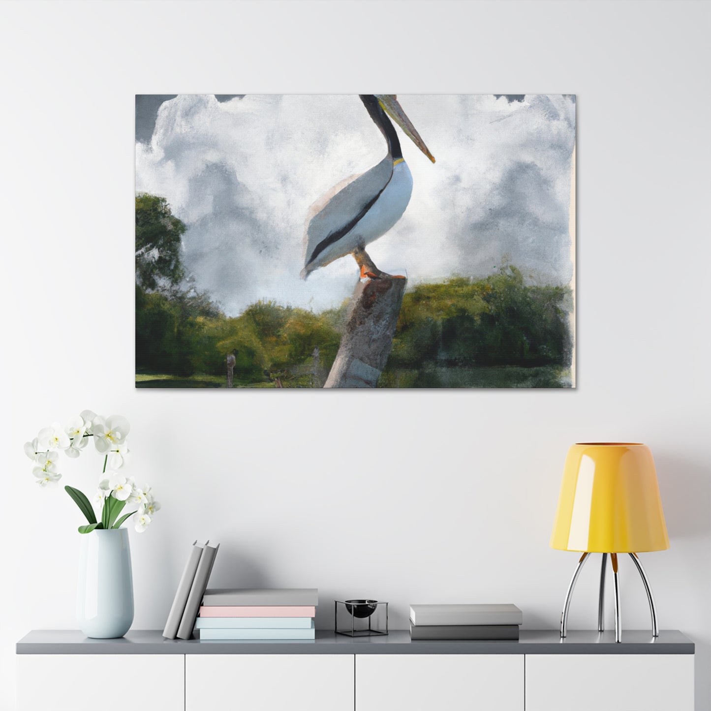 Marshy Pelican Sky. - Canvas