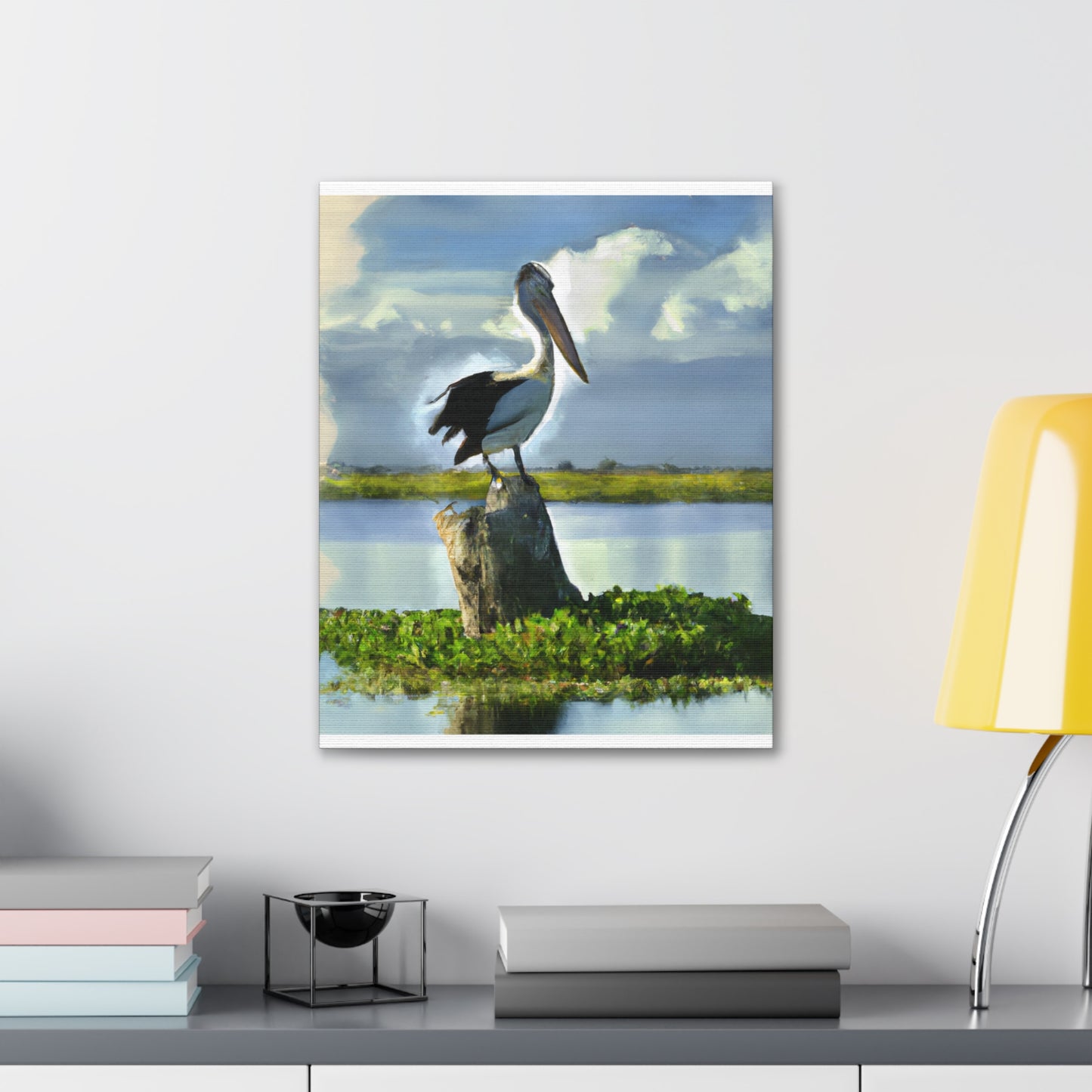 "Aqua Pelican Epic." - Canvas