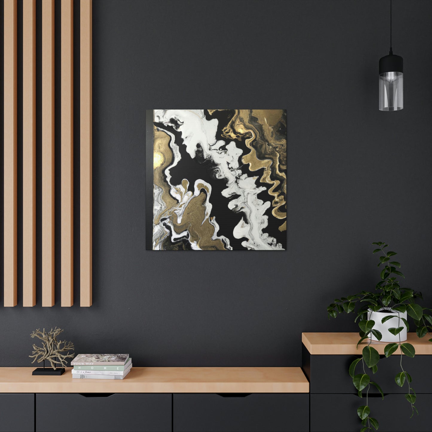 Gold Fluid Cascade. - Canvas