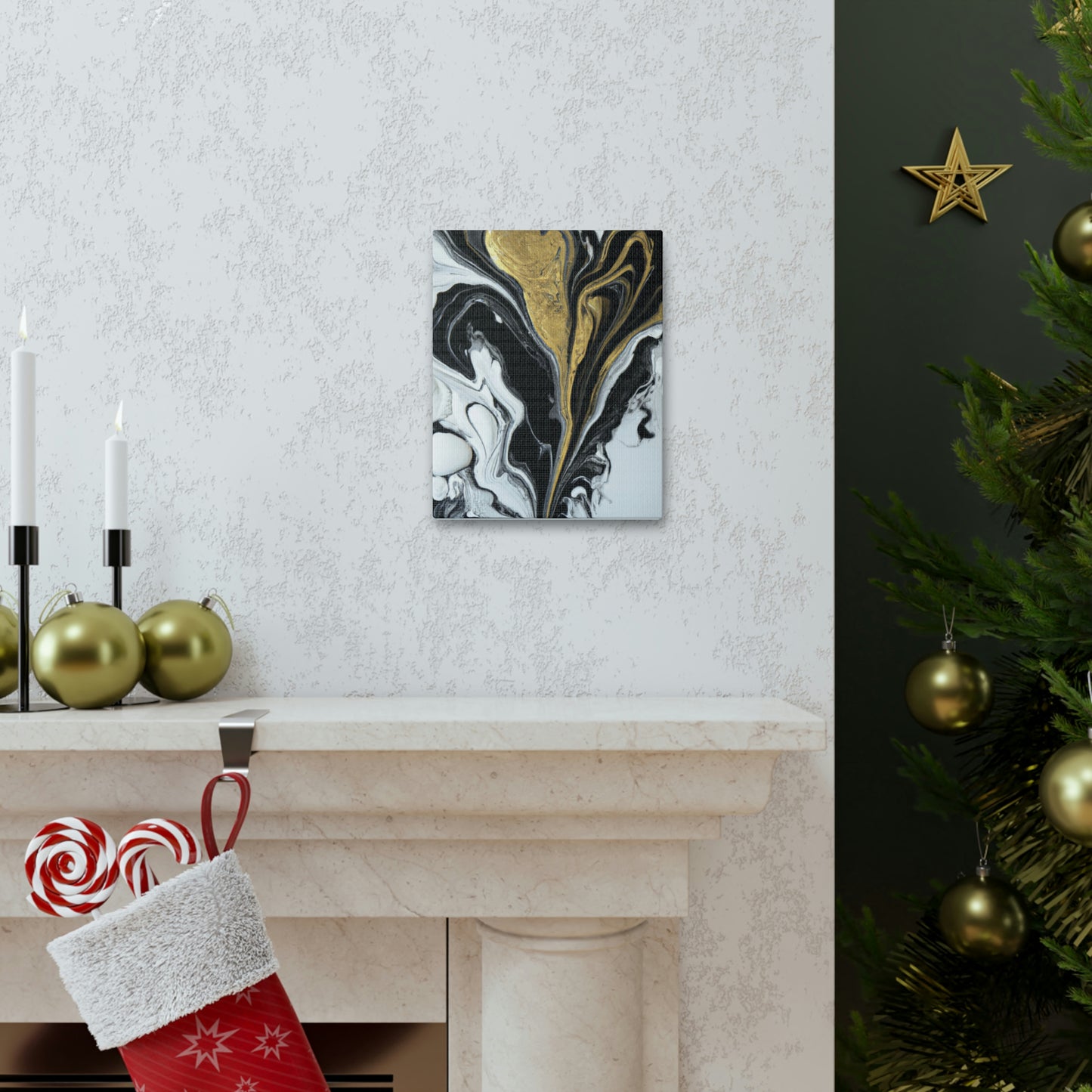 Golden Splatter Mosaic - Canvas