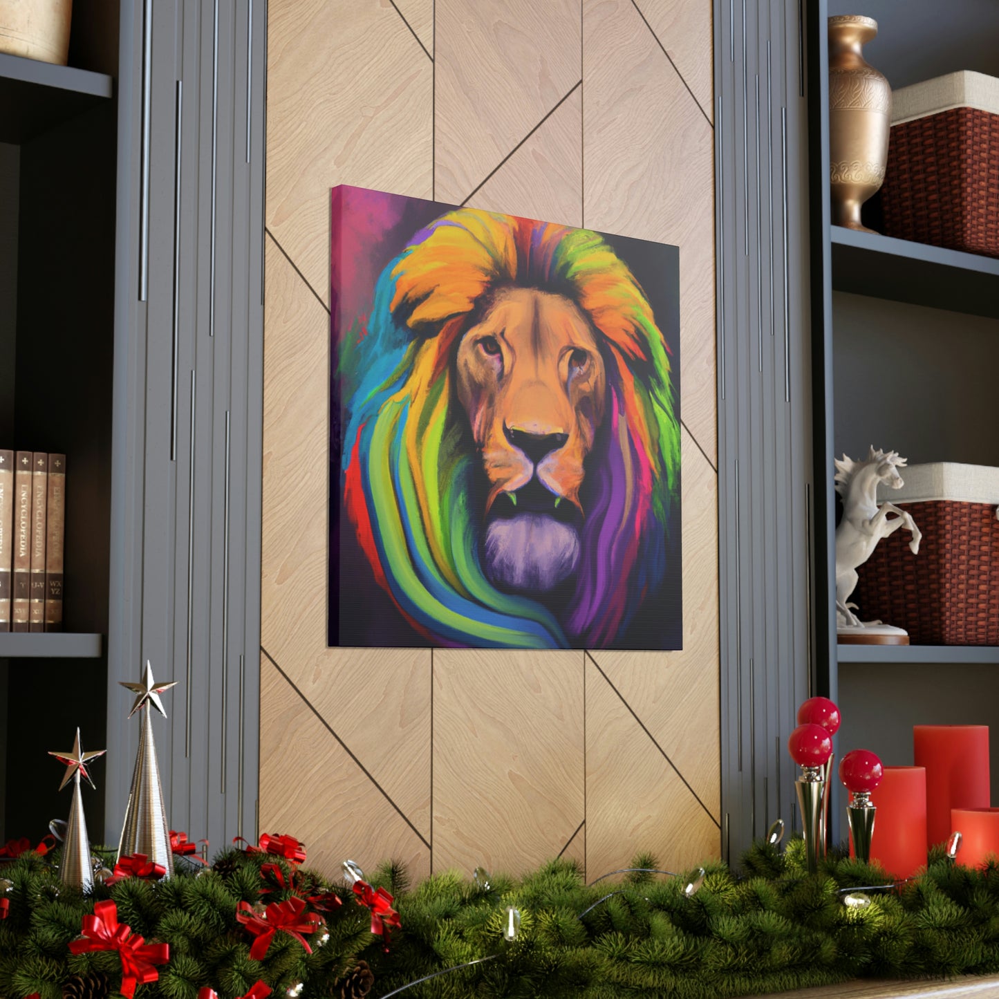 Multicolored Lion Mixture, Artful Roar Dreaming. - Canvas