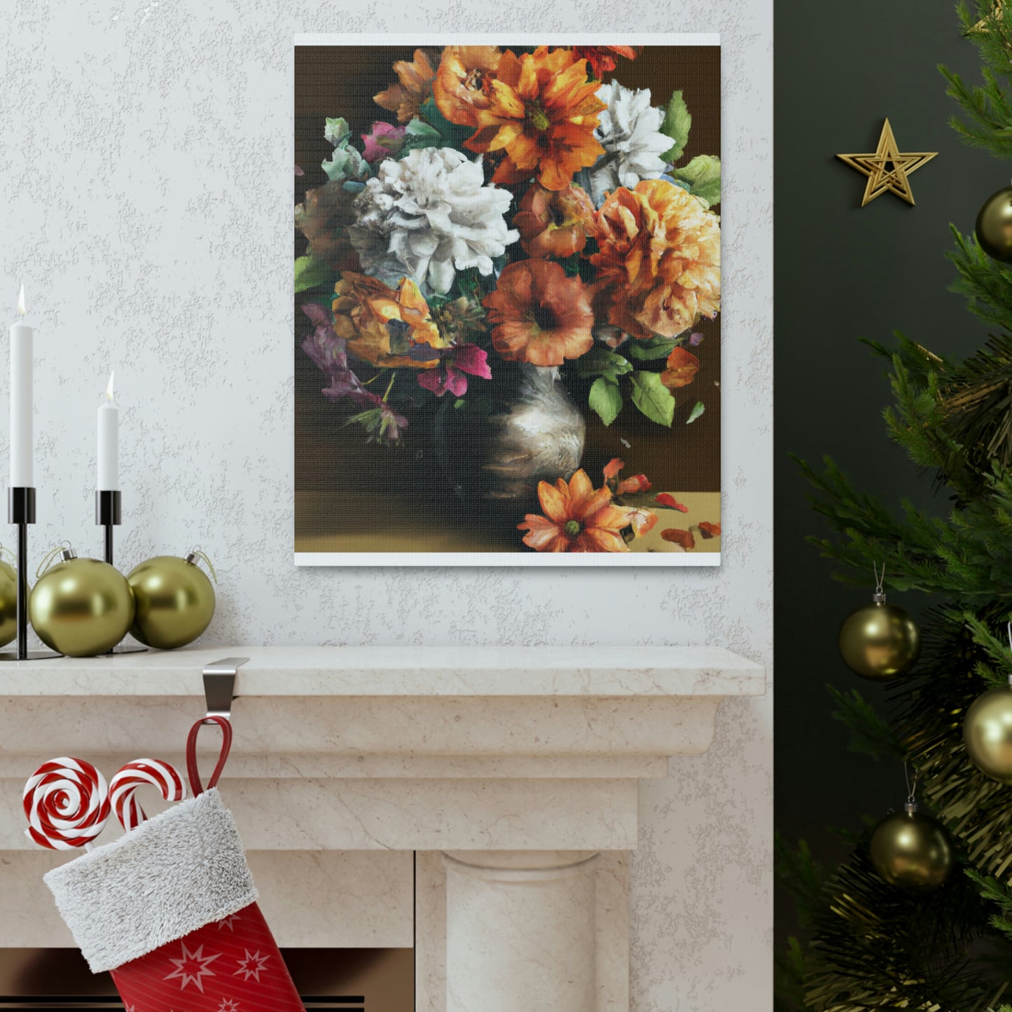 Floral Artistry Vase - Canvas
