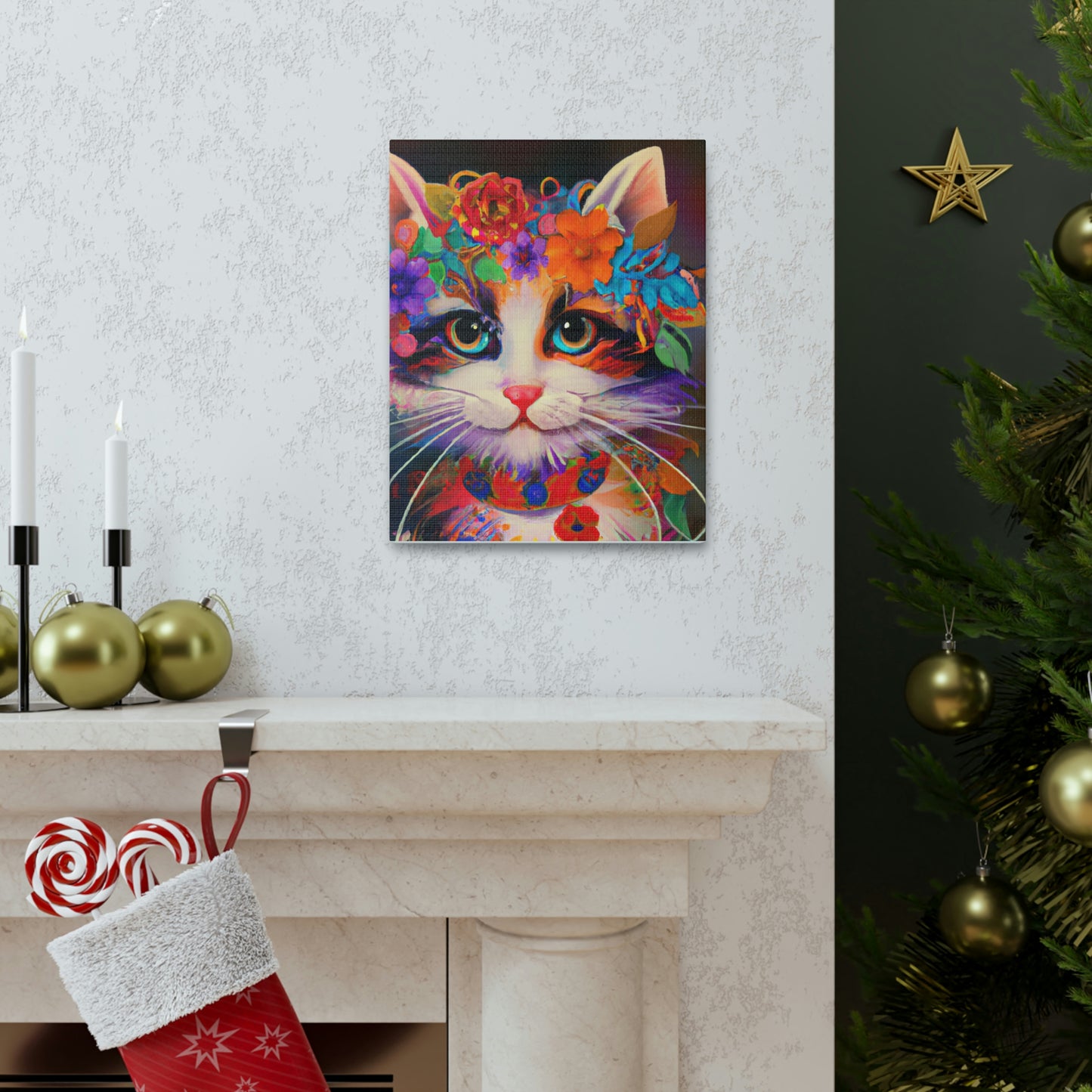 Flower Cat. - Canvas