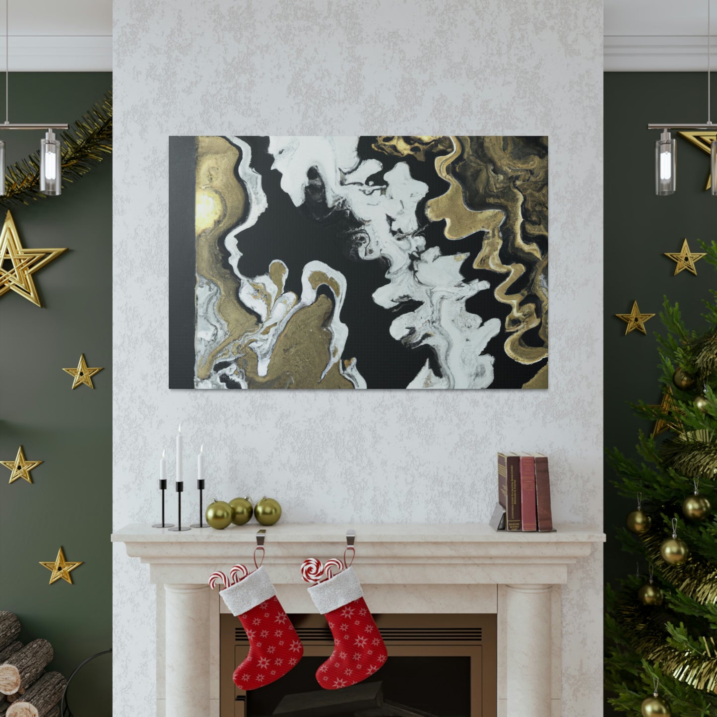 Gold Fluid Cascade. - Canvas