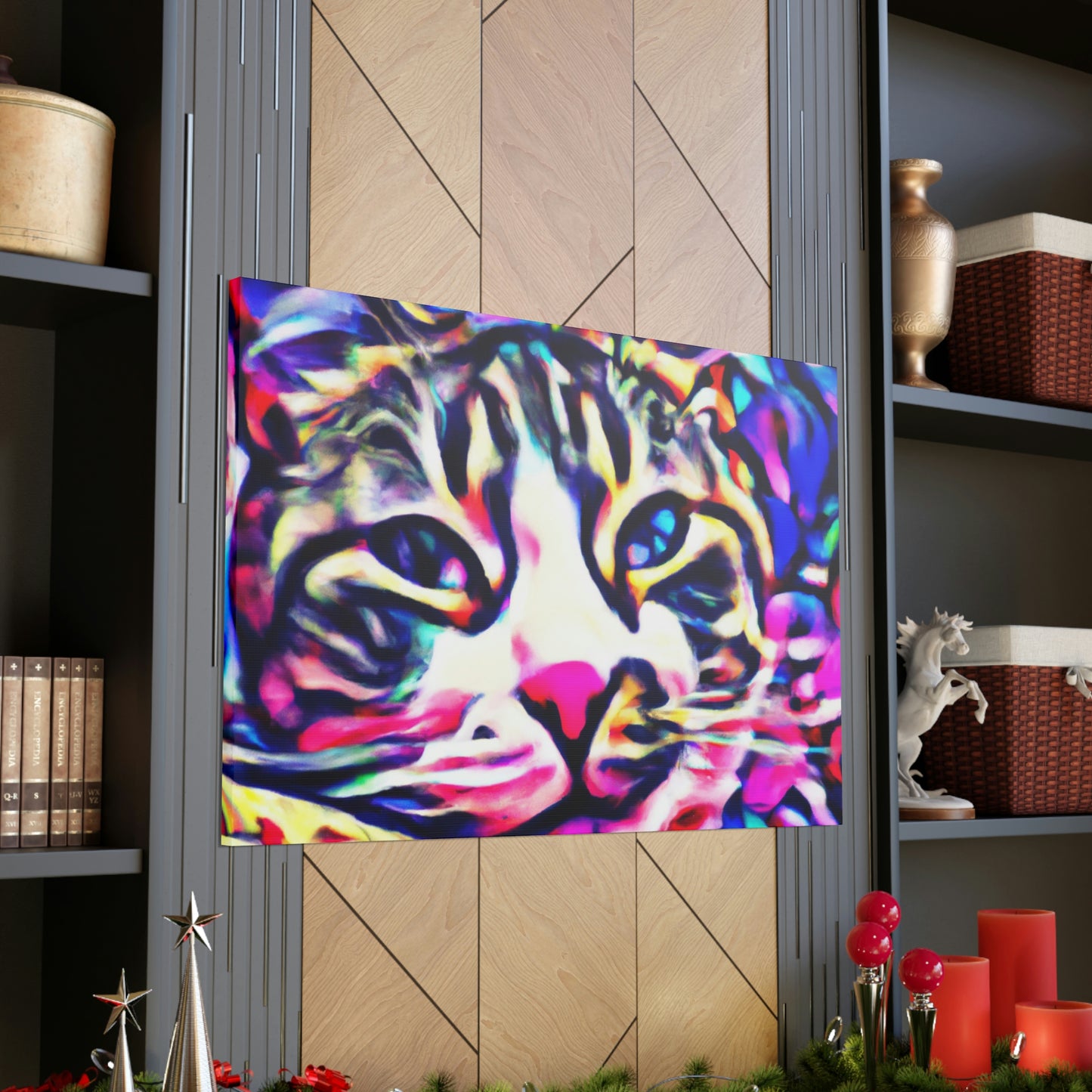 1. Multi-Colored Cat Flux
2. Flowered Digital Mix
3. Flowered Room Cat - Canvas