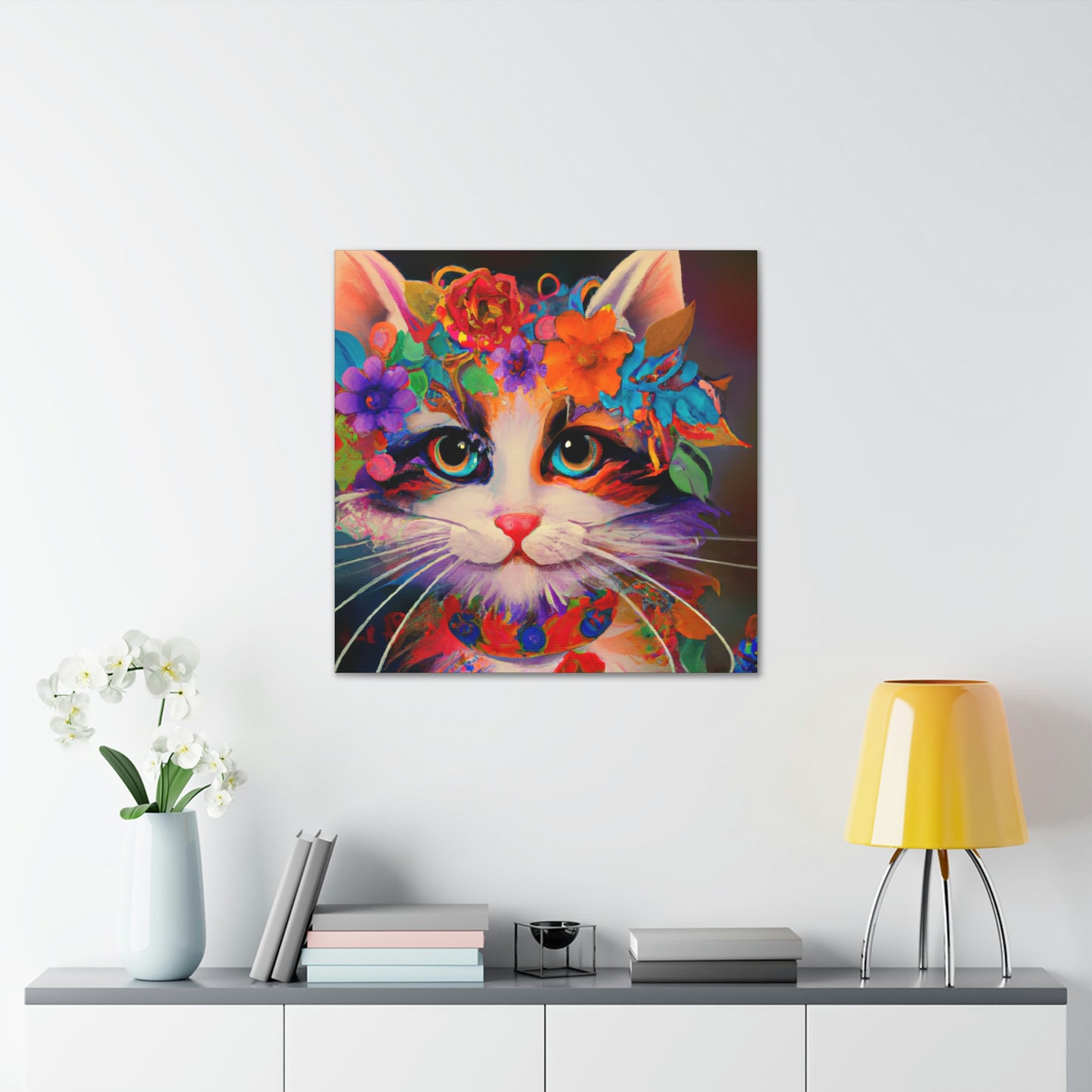 Flower Cat. - Canvas