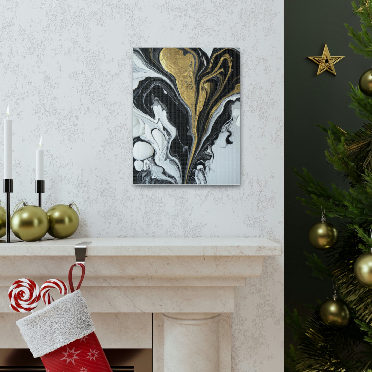 Golden Splatter Mosaic - Canvas