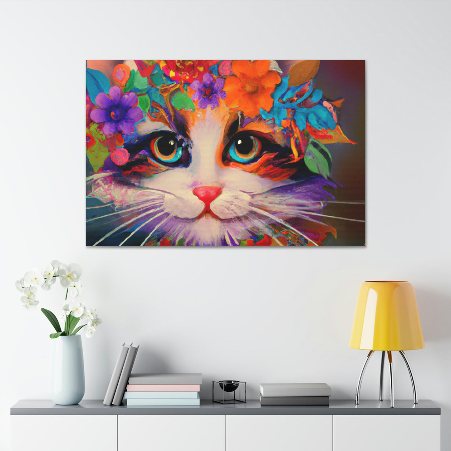 Flower Cat. - Canvas