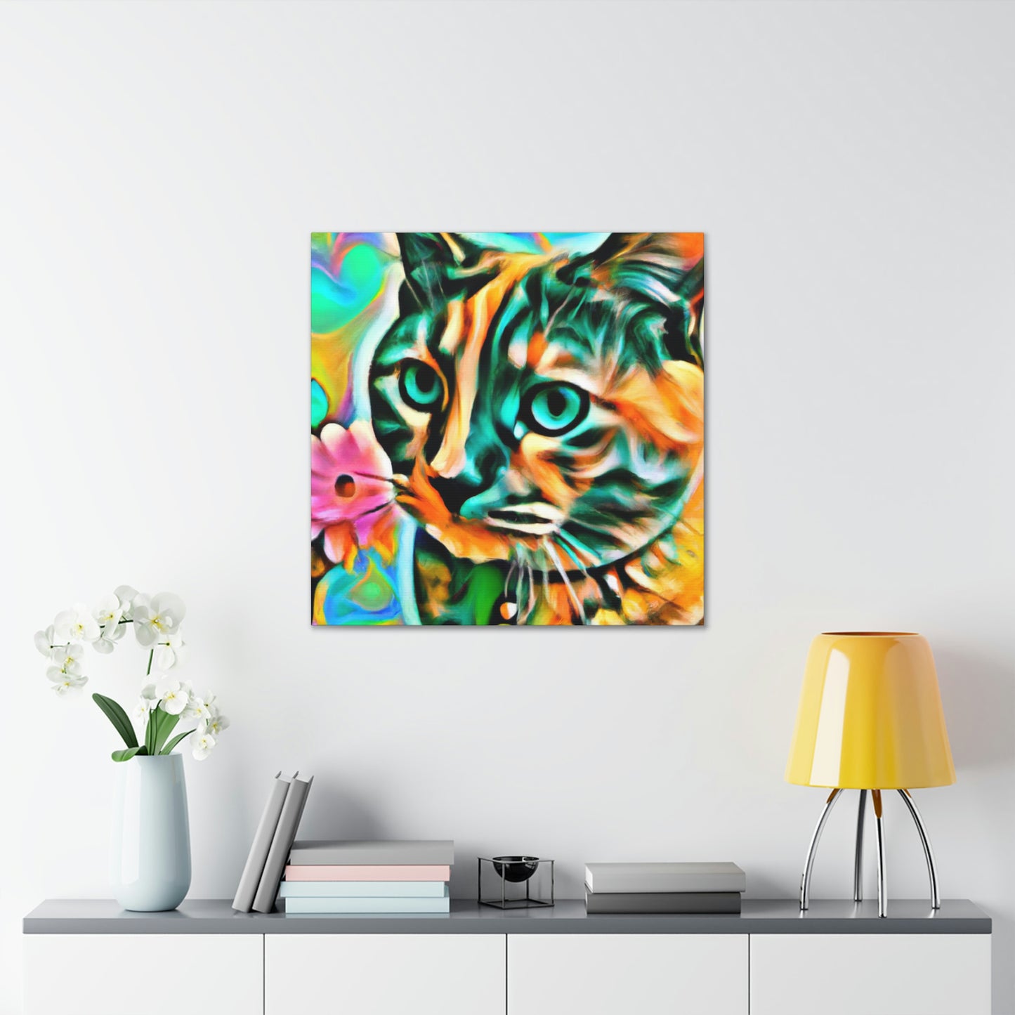 Bright Cat Blooms - Canvas