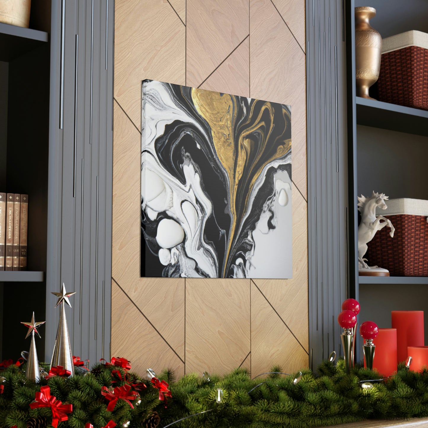 Golden Splatter Mosaic - Canvas