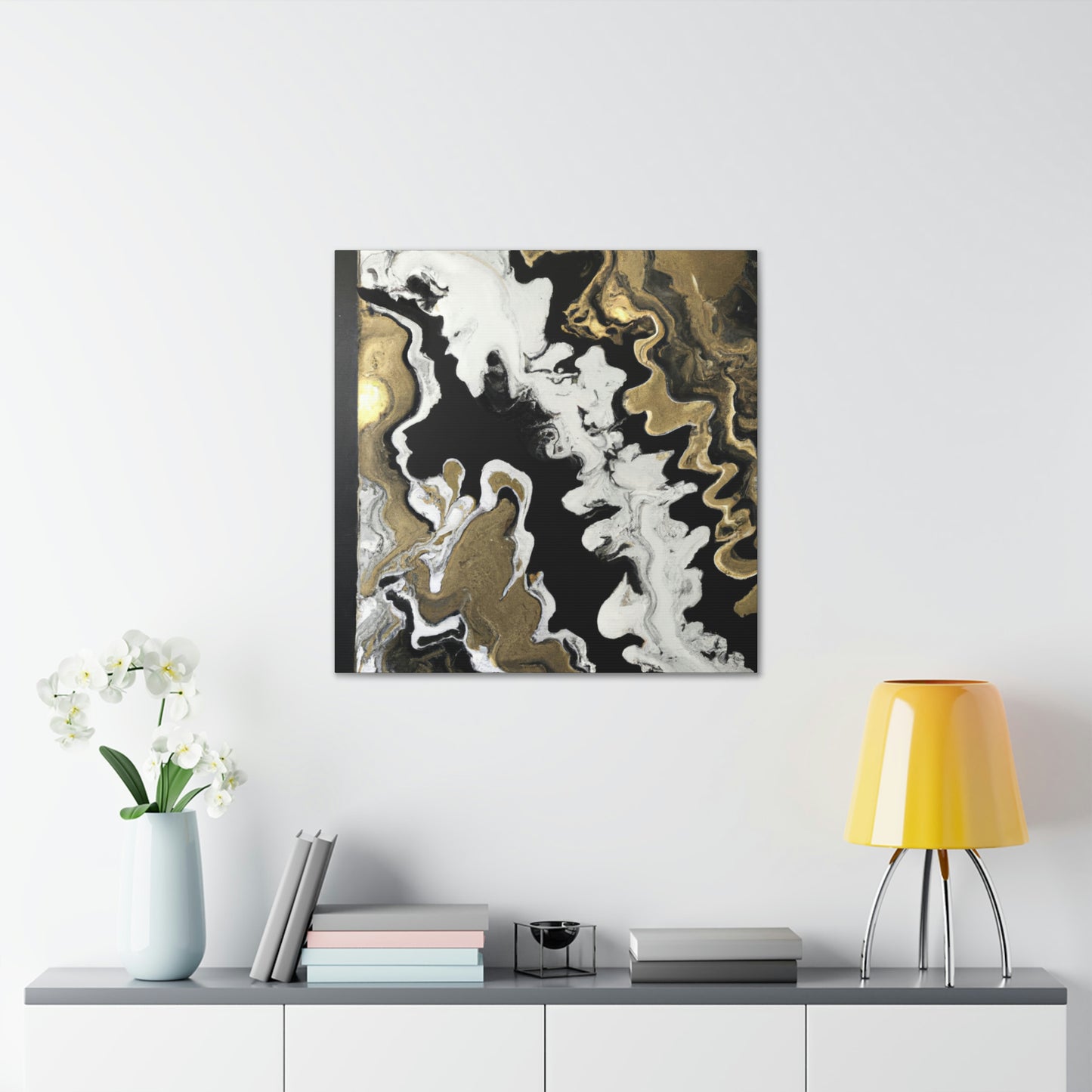 Gold Fluid Cascade. - Canvas
