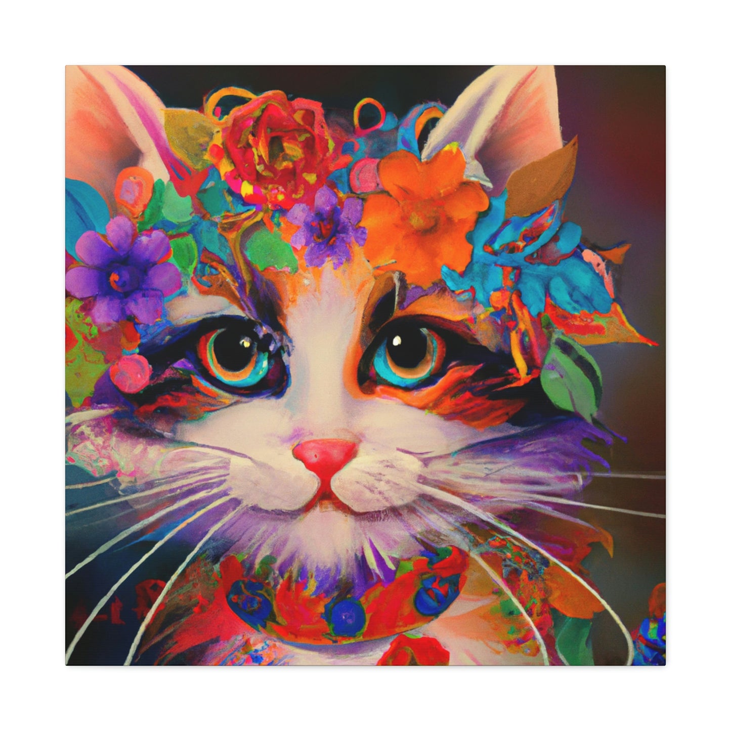 Flower Cat. - Canvas