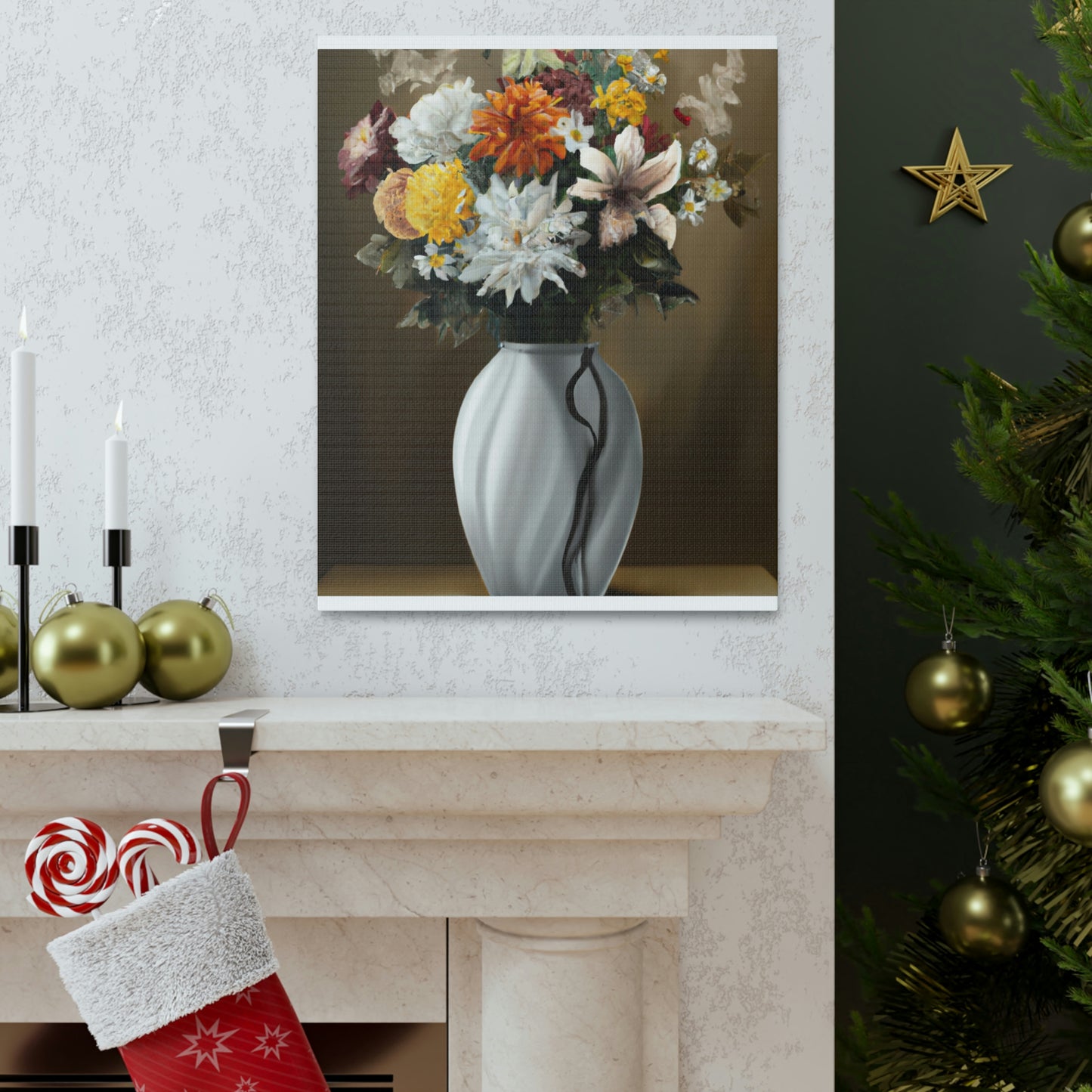"Delicate Vase Blooms" - Canvas