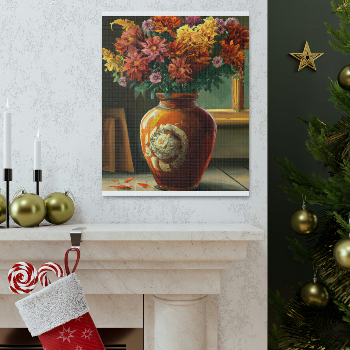 Vaseful of Blooms. - Canvas