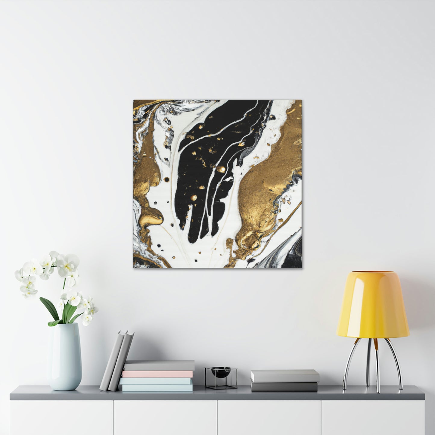 Golden Fluid Fusion - Canvas