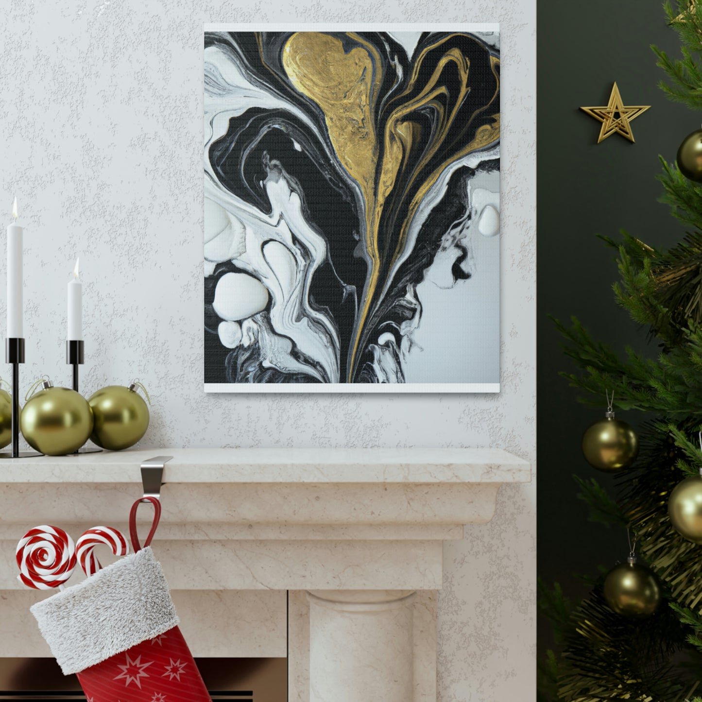 Golden Splatter Mosaic - Canvas