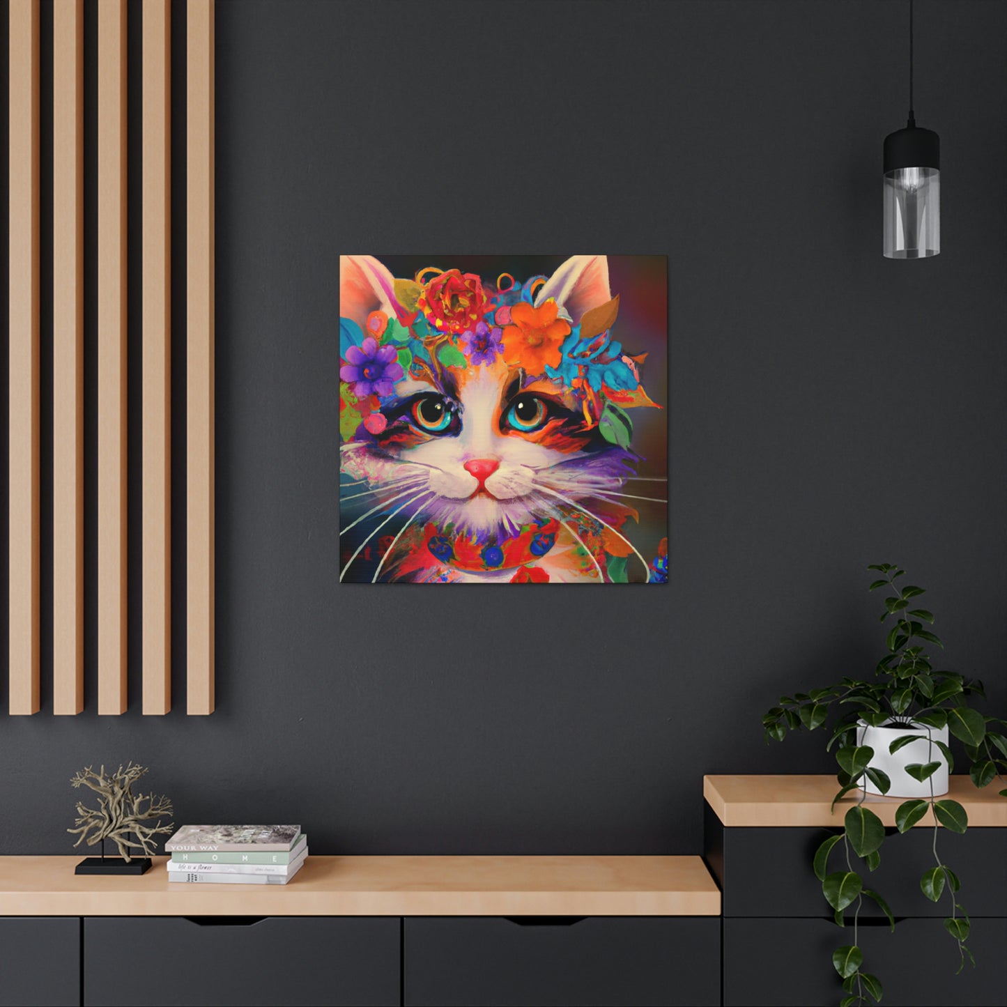Flower Cat. - Canvas
