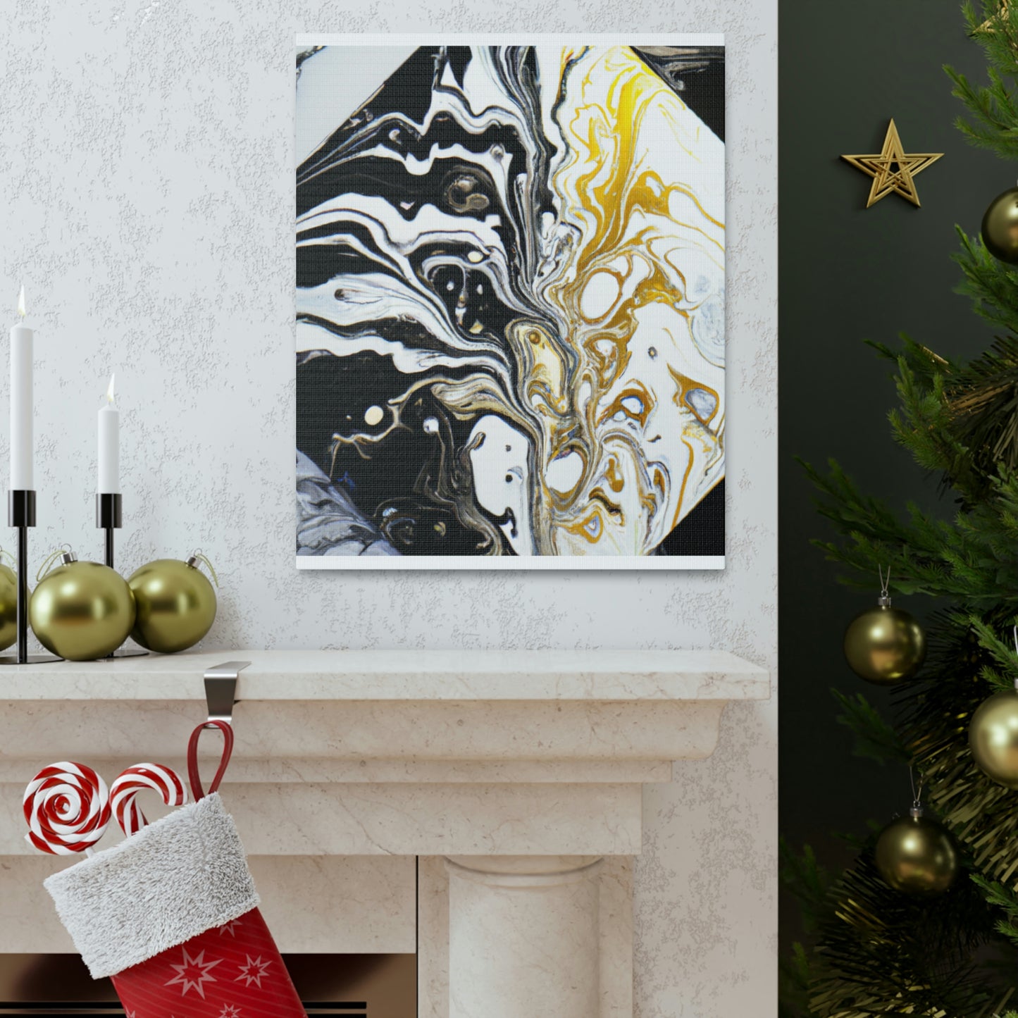 Golden Sparkle Flow. - Canvas