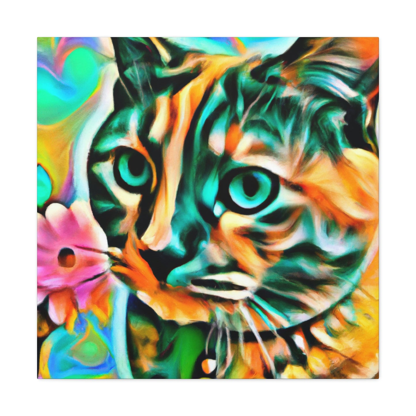 Bright Cat Blooms - Canvas