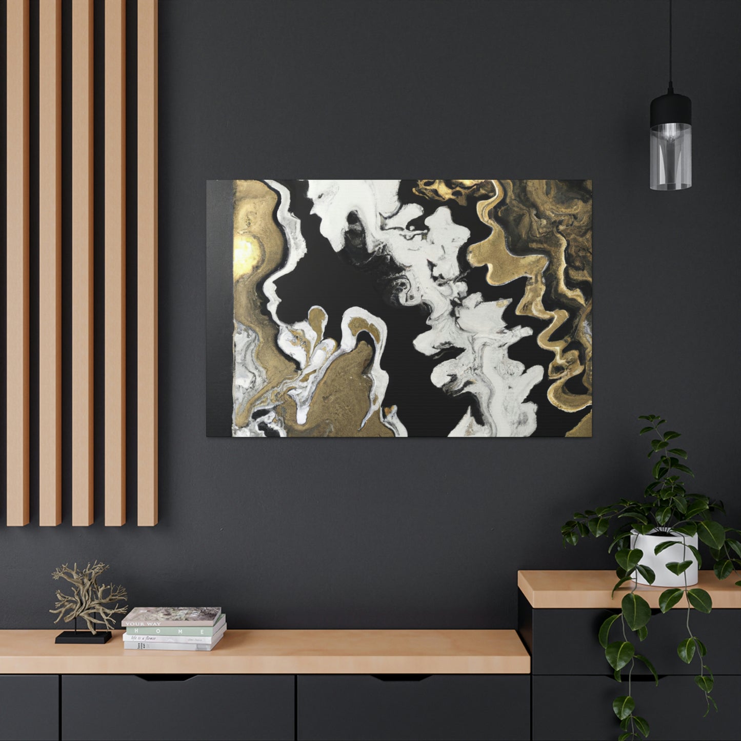 Gold Fluid Cascade. - Canvas