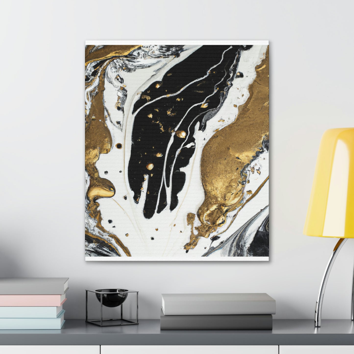 Golden Fluid Fusion - Canvas