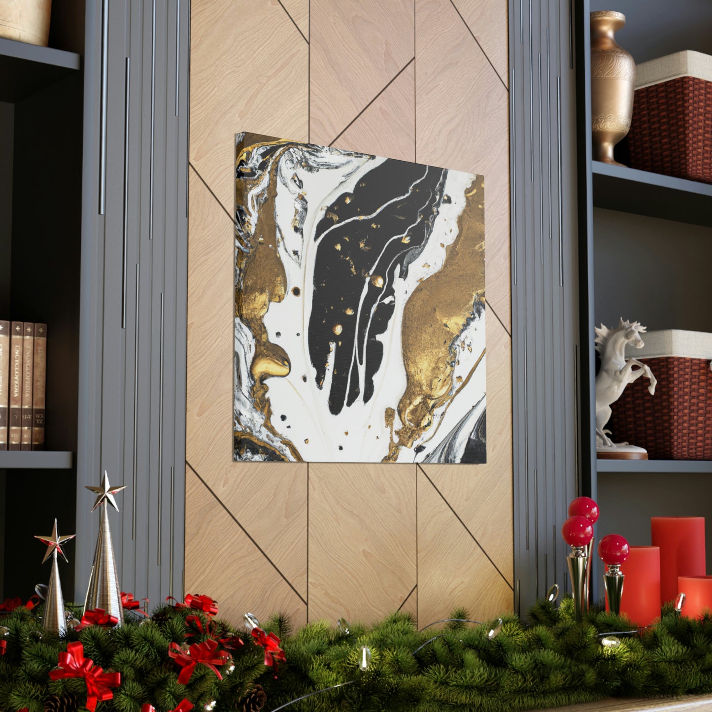 Golden Fluid Fusion - Canvas