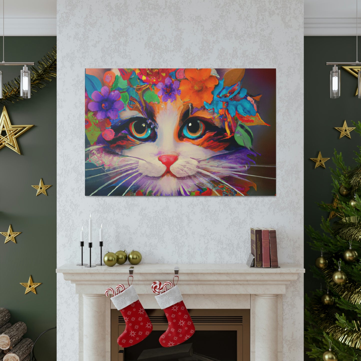 Flower Cat. - Canvas