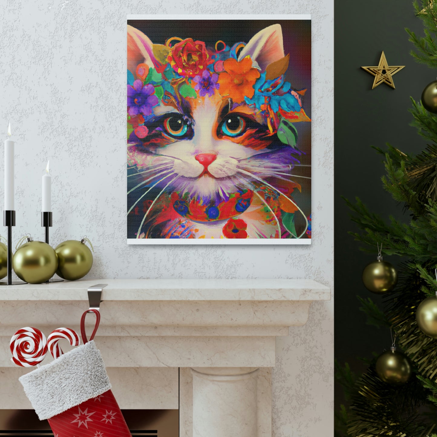 Flower Cat. - Canvas