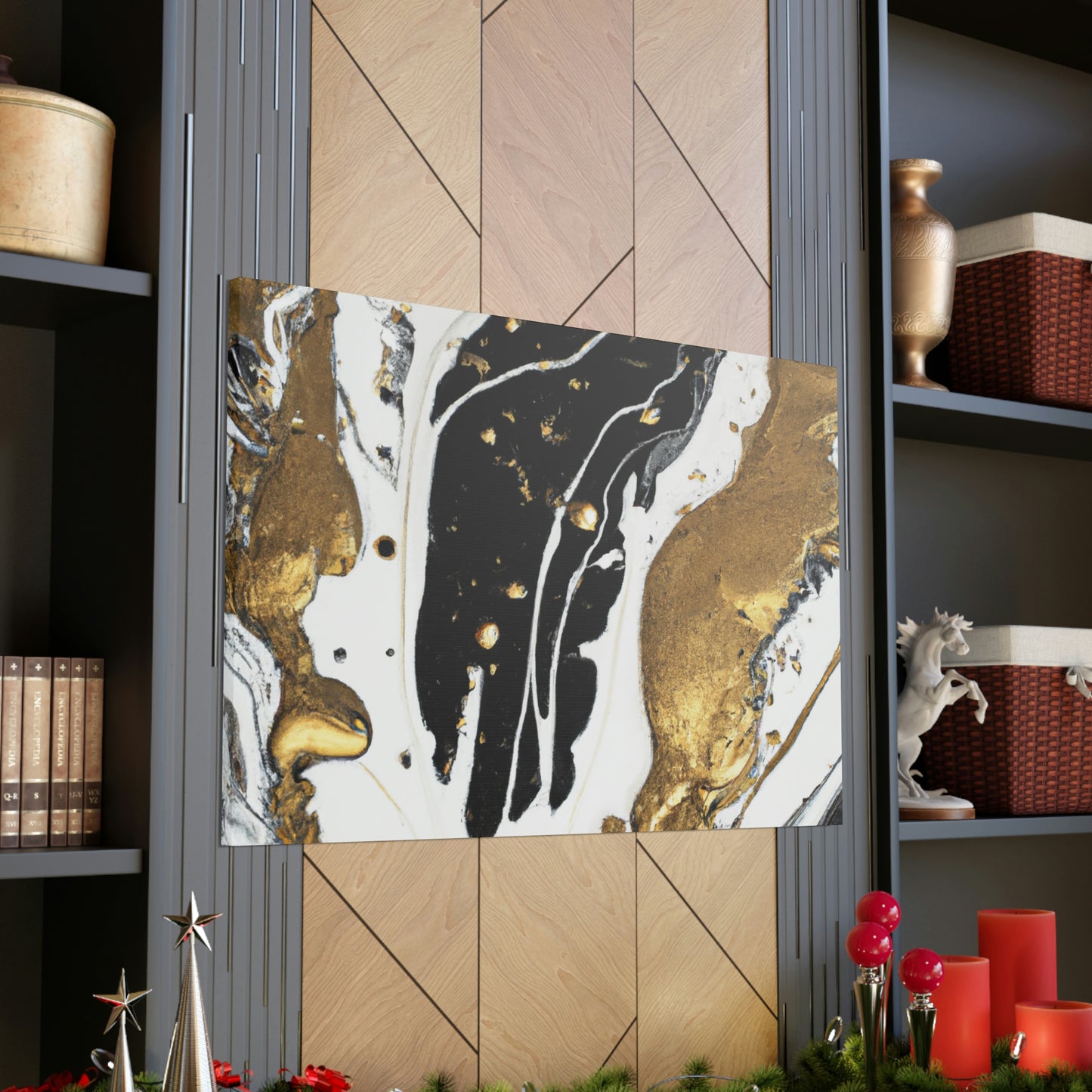 Golden Fluid Fusion - Canvas