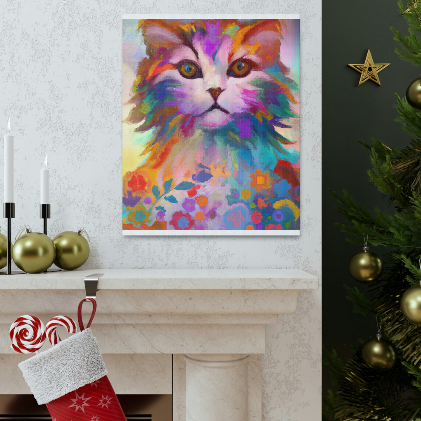 Floral Feline - Canvas