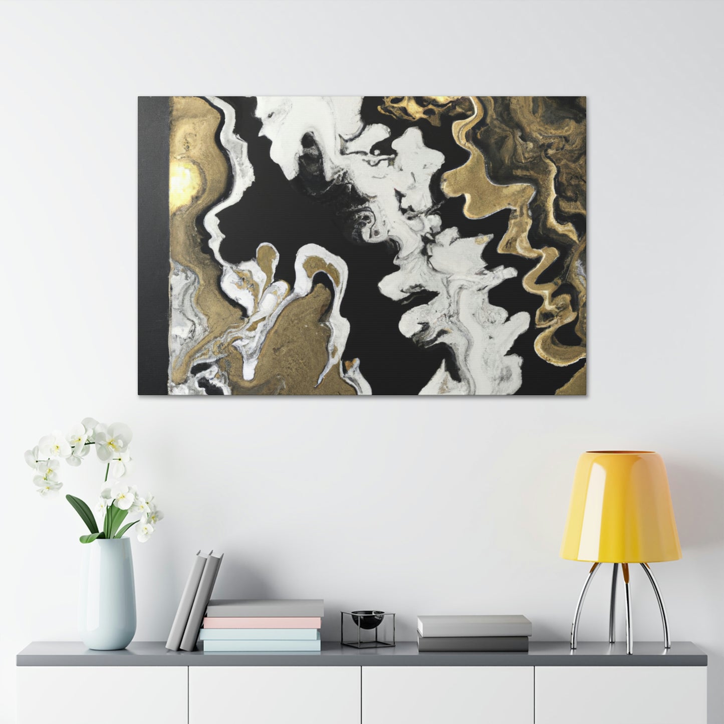 Gold Fluid Cascade. - Canvas